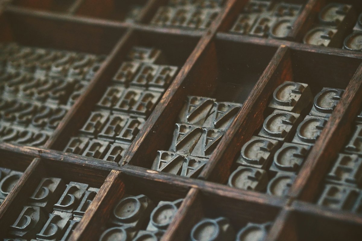 a photograph of old printing blocks