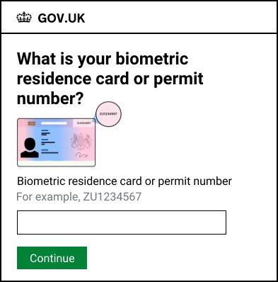An example of an illustrated image of a biometric residence permit card in a service